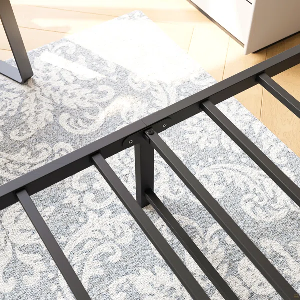 Metal Platform Bed Frame, Victorian Style Headboard/Footboard/Under Bed Storage/No Box Spring Needed/Queen Size Black - Image 3